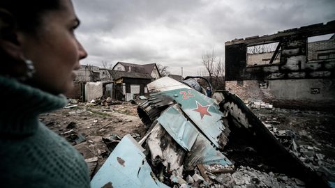 Ukraine-Krieg: Eine SU-34, die von den ukrainischen Streitkräften abgeschossen wurde