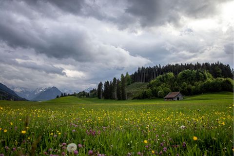 Gewitterwolken ziehen über den Alpen auf