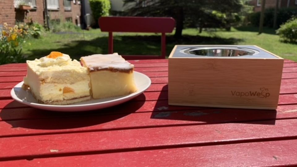 VapoWesp aus DHDL VapoWesp aus DHDL steht neben dem Wespenköder.