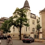 Blick auf das sanierte Haus Springerstraße 7 in Leipzig, das einst die sowjetische Handelsmission beherbergte