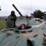 Russische Panzer auf der Halbinsel Krim im Jahr 2014