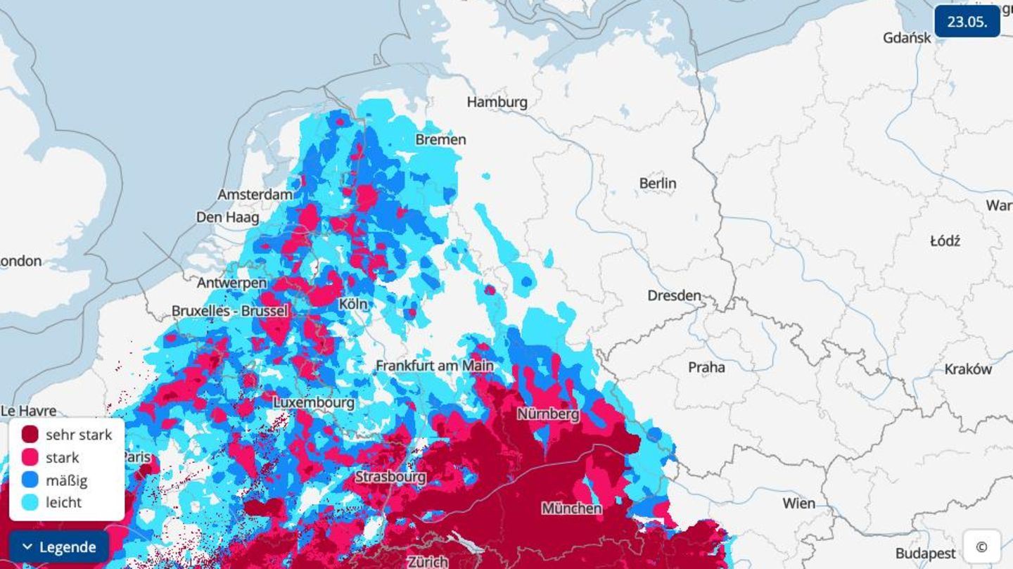 Unwetter: Karte zeigt: Hier ziehen heute in Deutschland erneut Gewitter auf
