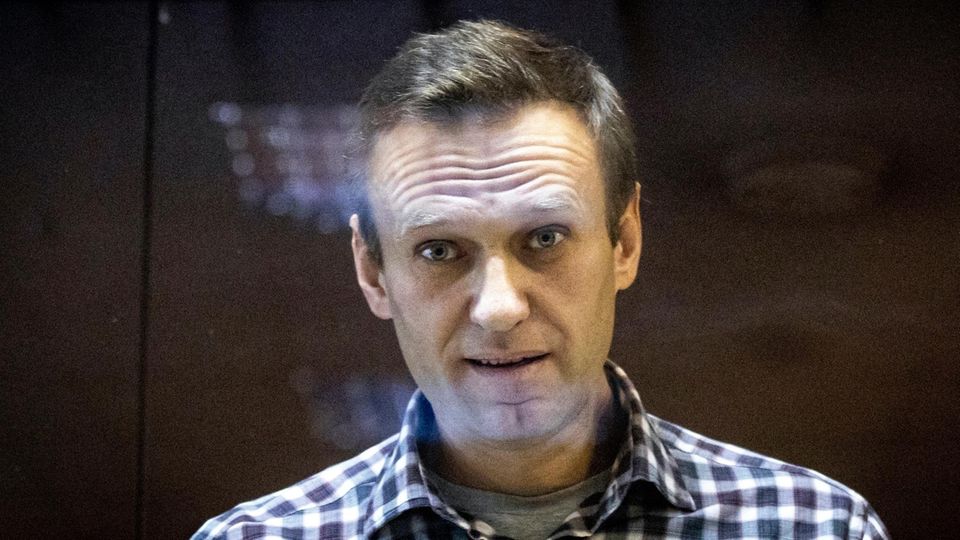 Alexej Nawalny, Oppositionsführer aus Russland, steht im Moskauer Bezirksgericht