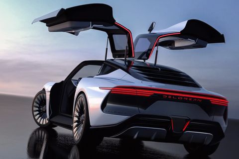 DeLorean Alpha 5 mit offenen Flügeltüren