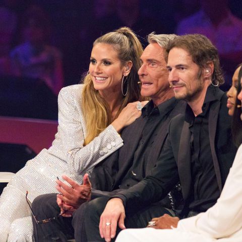 Heidi Klum und ihre Gastjuroren Wolfgang Joop, Thomas Hayo, Naomi Campbell und Michael Michalsky beim Finale von Germany's Next Topmodel 2017