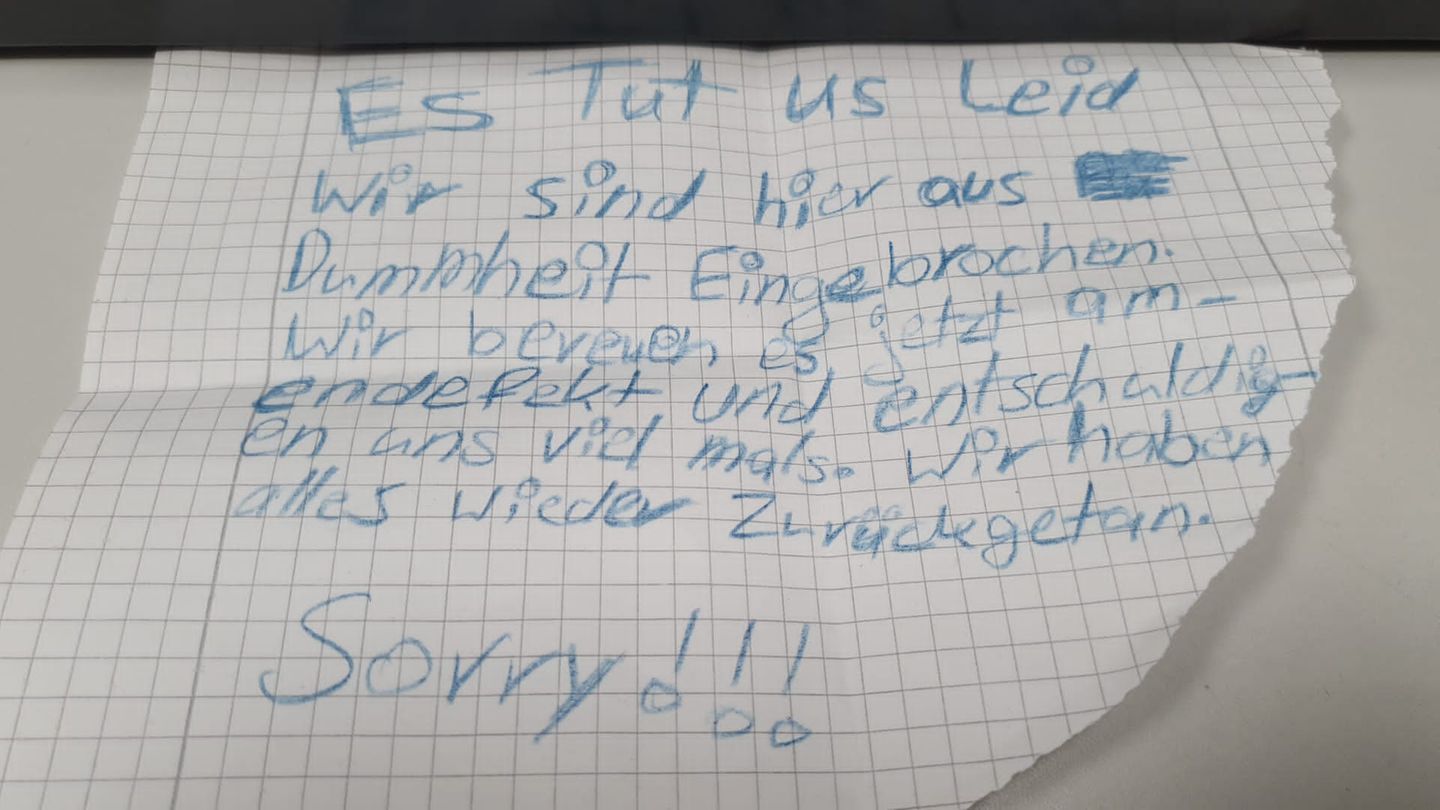 Entschuldigungsbrief der Einbrecher