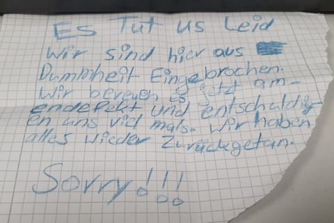 Entschuldigungsbrief der Einbrecher