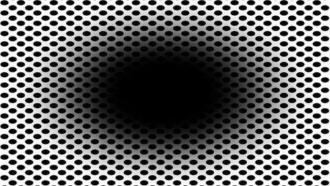 Optische Illusion: Schwarzes Loch in der Mitte umrundet von kleinen schwarzen Punkten