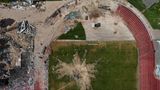 Ukraine-Krieg: Luftaufnahme eines Stadions in Chernikiv