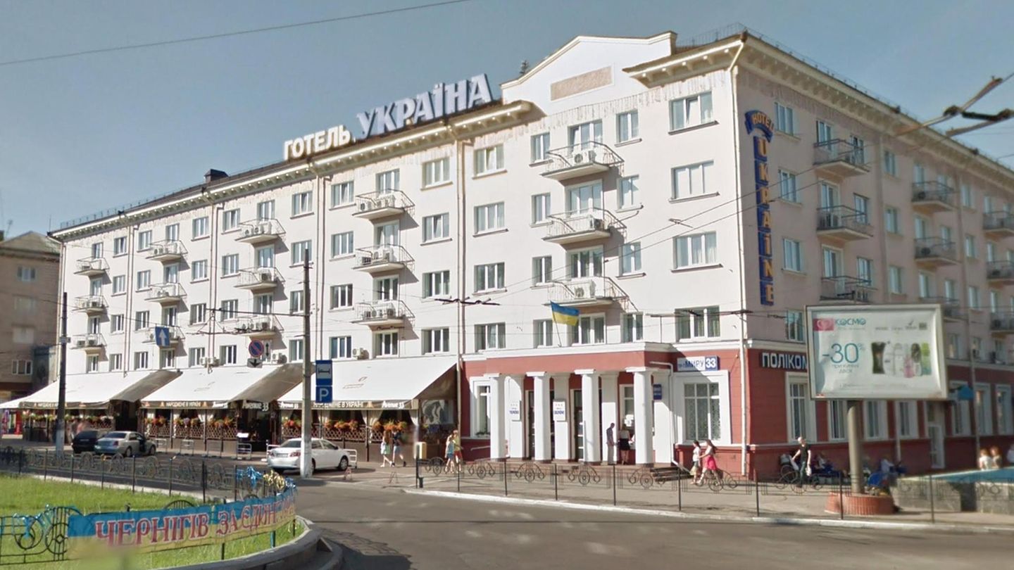 Ukraine-Krieg: Aufnahme eines Hotels in Chernikiv