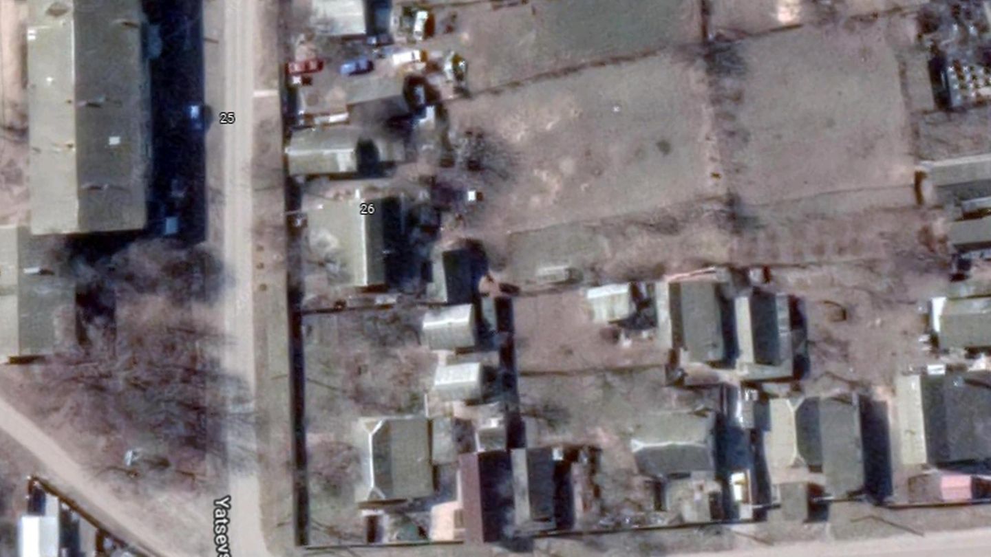 Ukraine-Krieg: Luftaufnahme von Novoselivka im Nordosten von Kiew