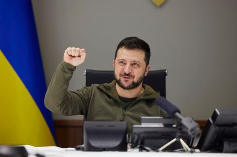 Wolodymyr Selenskyj, Präsident der Ukraine, gratuliert ukrainischen Athleten per Videoschalte