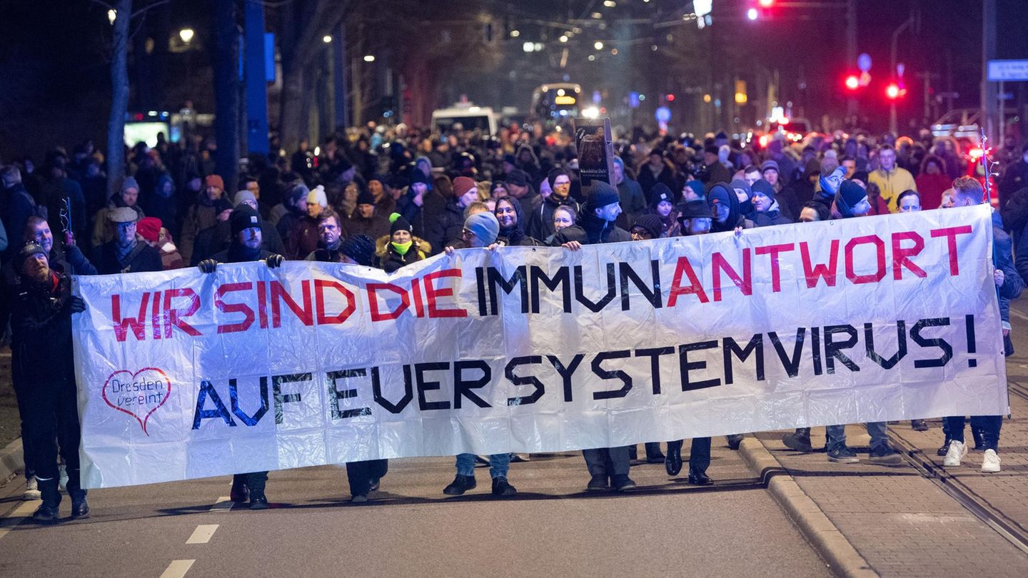 Demonstration in Dresden im Februar 2022