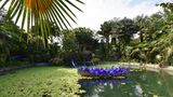 Wie hier an einem Teich ein Glasskulptur des amerikanischen Künstlers Dale Chihuly