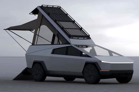 Der neue Cybertruck von Tesla mit einem Camping-Aufsatz des Start-Ups Space Campers