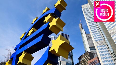 Euro-Skulptur in Frankfurt und heute wichtig-Logo