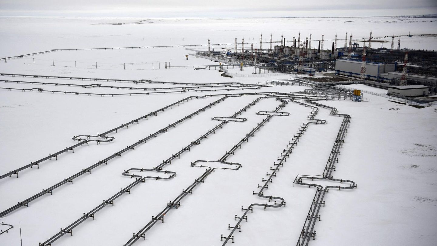 Das Gasfeld Bowanenkowo auf der Halbinsel Jamal am Polarkreis in Russland