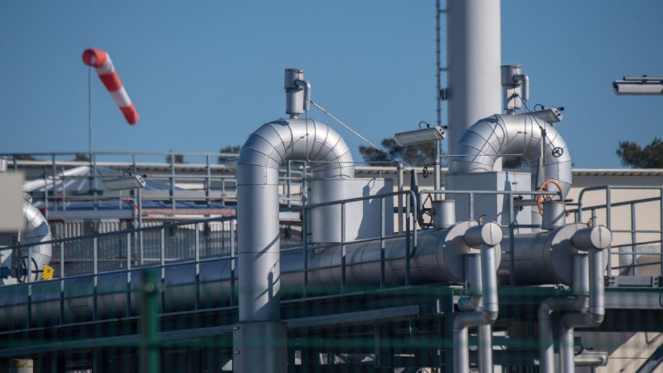 Die Gasempfangsstation der Ostseepipeline Nord Stream 1 in Lubmin, Mecklenburg-Vorpommern
