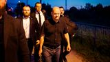 Olaf Scholz in der Nacht im südpolnischen Grenzort Przemysl