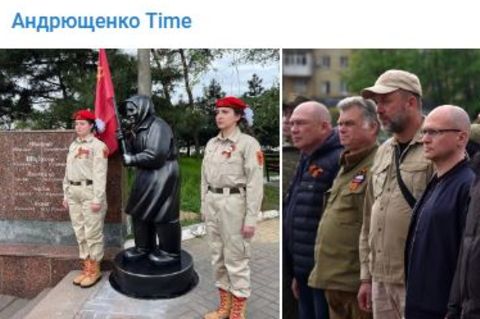 Eröffnungszeremonie für Statuette der Babuschka Z in Mariupol