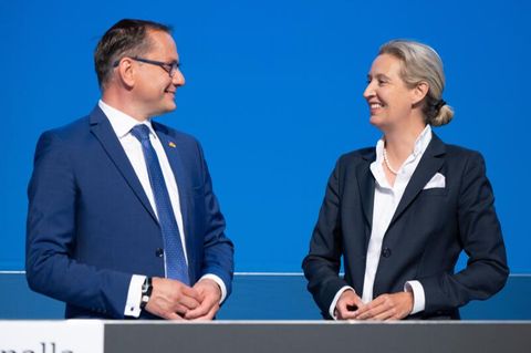 Tino Chrupalla und Alice Weidel auf dem AfD-Parteitag