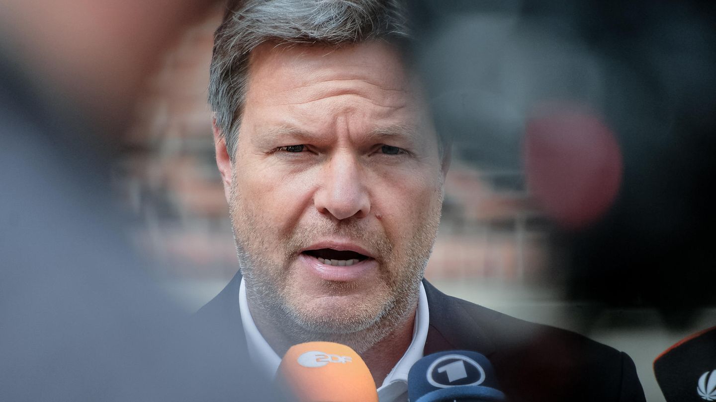 Robert Habeck (Grüne) äußert sich vor Medienvertretern zur aktuellen Debatte über Gaseinsparungen