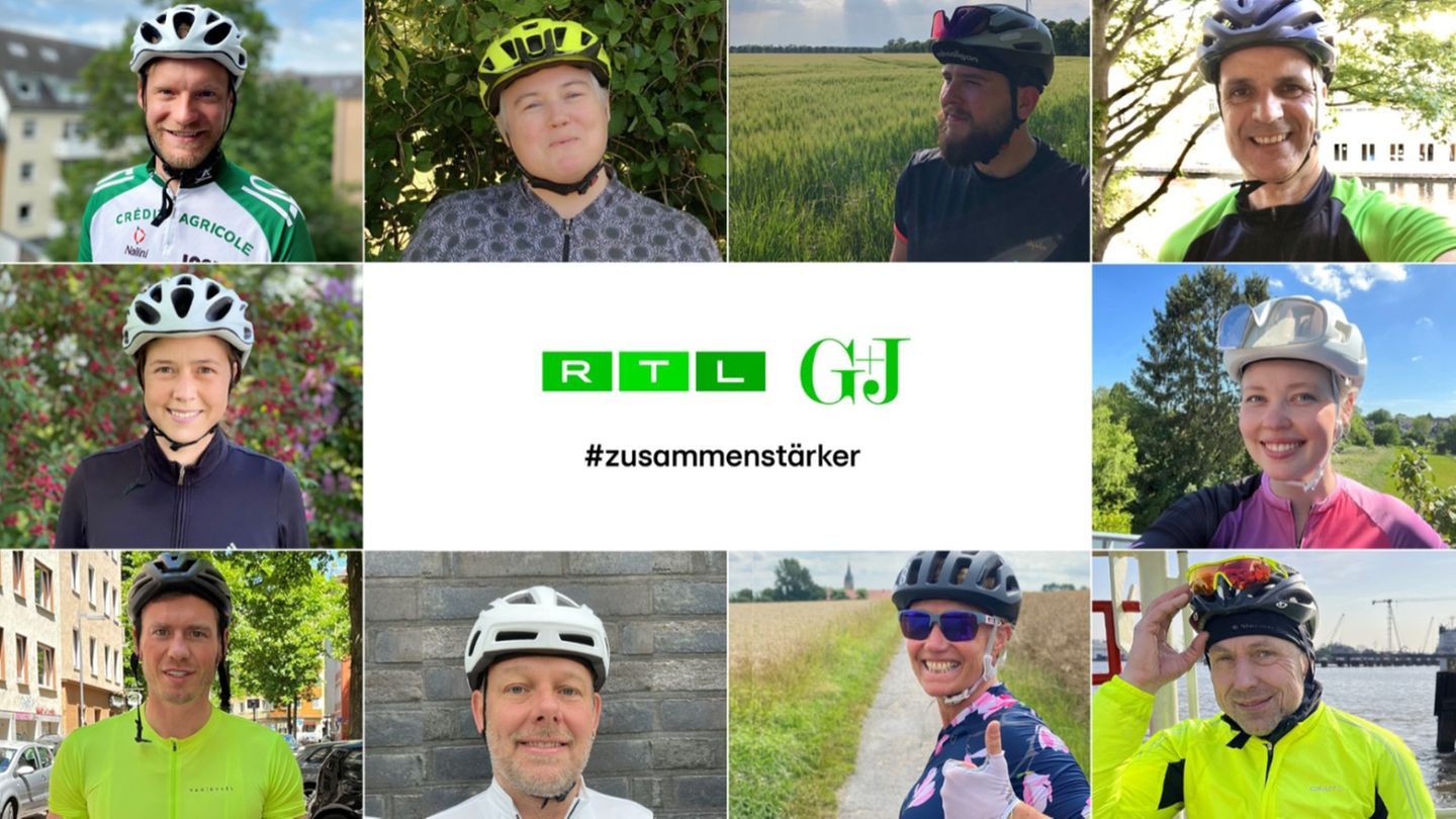 Radfahrer:innen mit Helmen