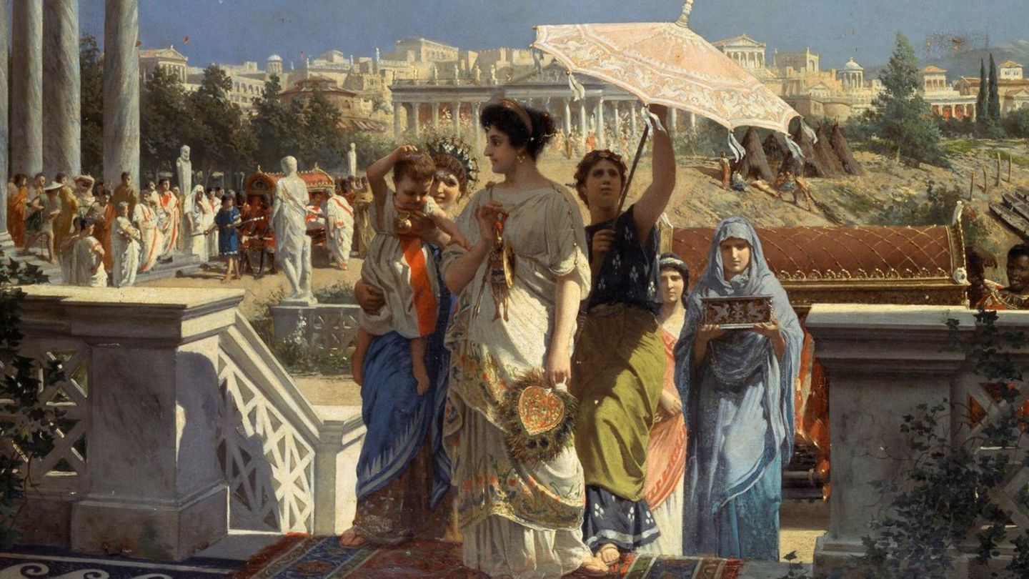 This is how Prospero Piatti imagined the life of a Roman woman around 1910.