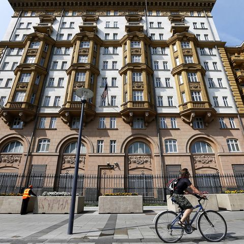 Blick auf die US-Botschaft in Moskau, Russland