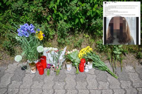 Blumen und Kerzen Fundort des getöteten Mädchen ins Salzgitter; Facebook-Suchaufruf