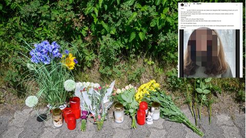 Blumen und Kerzen Fundort des getöteten Mädchen ins Salzgitter; Facebook-Suchaufruf