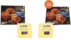 Die Lammsteaks der Marke Jack's Farm von Aldi Nord und Süd kosten immer noch 6,99 Euro. Nur wer genau hinsieht, bemerkt, dass nur noch 300 statt 400 Gramm drinstecken. Als Grund für die De-facto-Verteuerung nennt Aldi höhere Marktpreise bedingt durch "fehlende Transportkapazitäten" und "stark gestiegene Rohwarenpreise bei Fleisch".