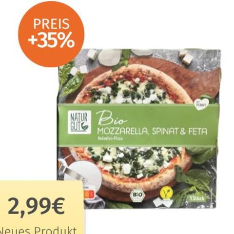 Diese Tiefkühlpizza von Penny kostet auf den ersten Blick immer noch zwei Euro nochwas und hat irgendwas mit 400 Gramm. Der zweite Blick zeigt: Sie ist sowohl kleiner als auch teurer geworden. Penny nennt als Grund für die doppelte Teuerung einen Lieferantenwechsel sowie höhere Rohstoffpreise.