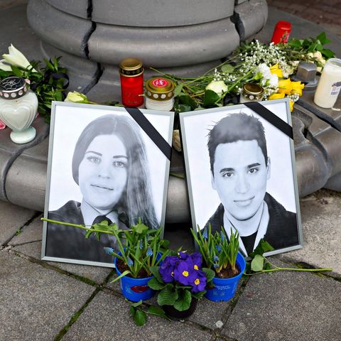 Trauerstelle mit Bildern von Yasmin B. und Alexander K. in Kusel