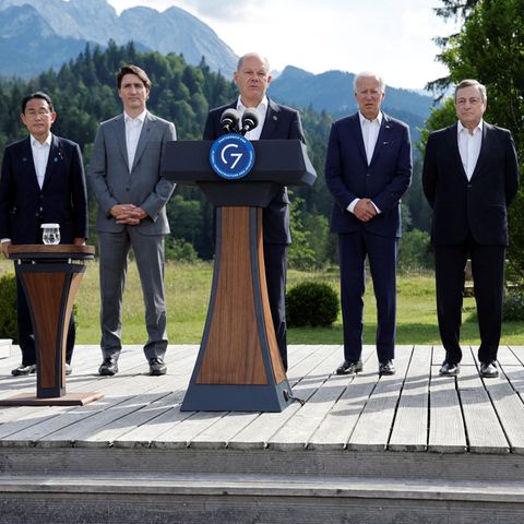 Teilnehmer des G7-Gipfels auf Schloss Elmau, nahe Garmisch-Partenkirchen