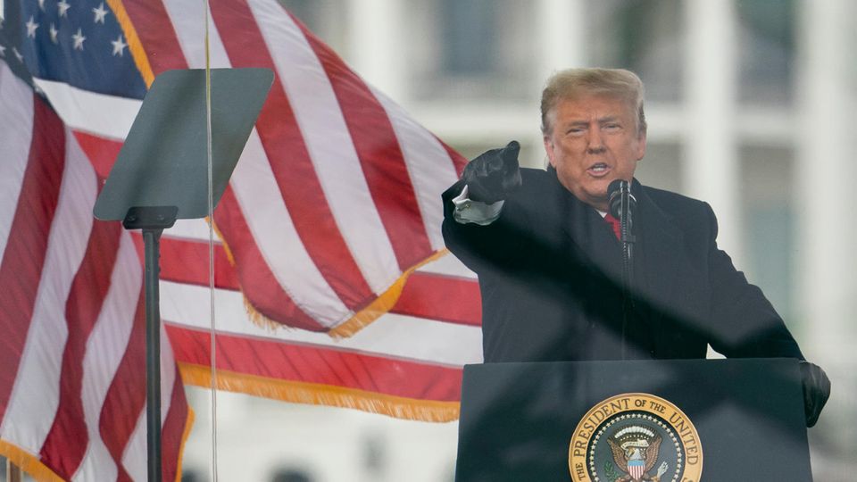 Donald Trump während seiner Rede vor der Erstürmung des Kapitols in Washington