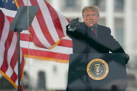 Donald Trump während seiner Rede vor der Erstürmung des Kapitols in Washington