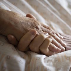 Eine junge Hand umfasst eine alte Hand