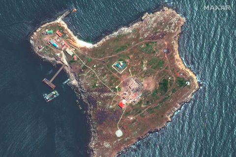 Satellitenbild zeigt einen Überblick über die Schlangeninsel der Ukraine im Schwarzen Meer