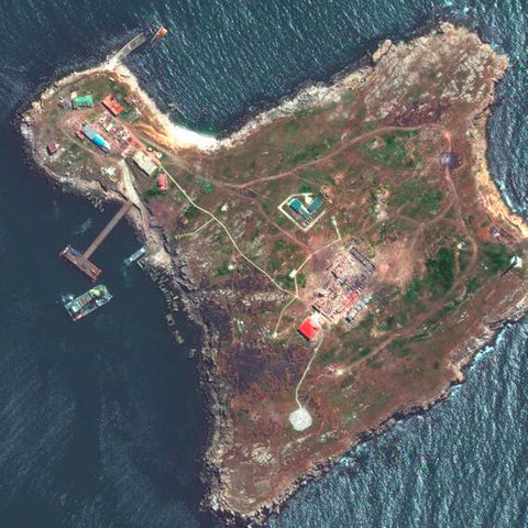 Satellitenbild zeigt einen Überblick über die Schlangeninsel der Ukraine im Schwarzen Meer