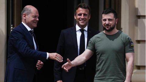 Olaf Scholz und Emmanuel Macron zu Besuch bei Wolodymyr Selenskj in Kiew