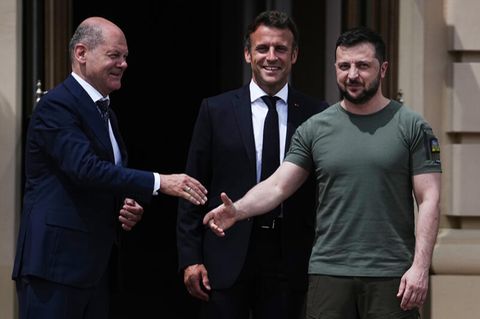 Olaf Scholz und Emmanuel Macron zu Besuch bei Wolodymyr Selenskj in Kiew