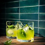 No-Gin Basil Smash      Zutaten:  1 Handvoll Basilikum  10 cl Gin-Alternative (unsere Wahl: Siegfried Wonderleaf)  6 cl Zitronensaft 4 cl Zuckersirup      Zubehör:  Shaker, Barstößel, Barsieb, feines Sieb  Deko: Basilikumblätter  Glas: Tumbler      Zubereitung:  1. Gebt das Basilikum in den Shaker und drückt sie kräftig mit dem Barstößel an.  2. Füllt mit Eiswürfeln auf und gebt die übrigen Zutaten dazu.  3. Shaked kräftig für 10–15 Sekunden.  4. Füllt den Drink gleichzeitig durch ein Barsieb und ein feines Sieb in einen mit Eiswürfeln gefüllten Tumbler ab.  5. Dekoriert den Drink mit