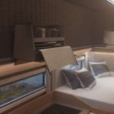 Durch das Hubdach bleibt die obere Zone frei von Schränken.