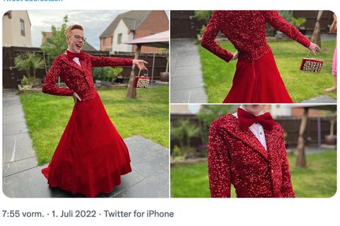Der 16-jährige Kaden in seinem Ballkleid