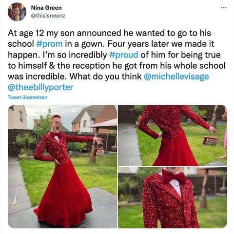 Der 16-jährige Kaden in seinem Ballkleid