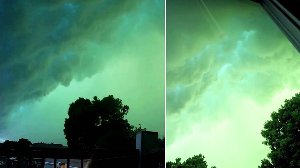 Naturschauspiel in den USA: Sturm färbt den Himmel grün