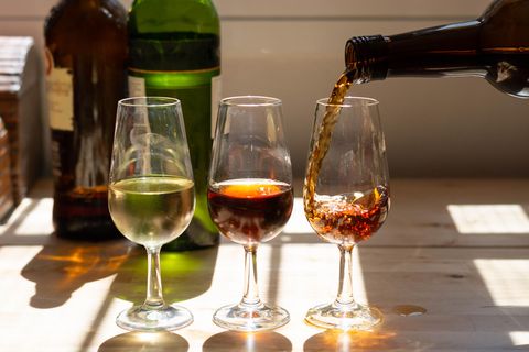 Dreimal Sherry, bitte: (von links nach rechts) Fino, Amontillado und PX.
