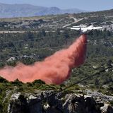 Ein Löschflugzeug ist Ende Juni in den französischen Pyrenäen im Einsatz, wo ein Feuer mehr als 1000 Hektar Wald vernichtet hat