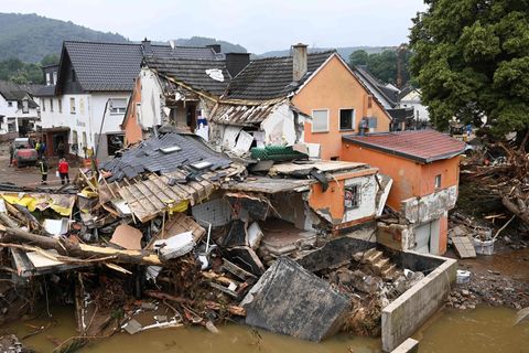 Ein von der Flut zerstörtes Haus im Ahrtal